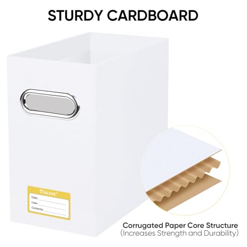 BALEINE File Organizer Box, Cardboard File Folder Organizer with Handle for Letter Size, Portable Collapsible Hanging Filing Box for Home Office Document Storage (2 Pack, White) - color: White, style: 2PK