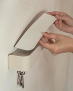 Kazai. Key Holder for Wall 'Tone' | Minimalist Key Hooks Design from Berlin | Modern Key Hanger with Metal Shelf | Key Hook Wall Mounted as Hallway Furniture | Taupe - color: Taupe