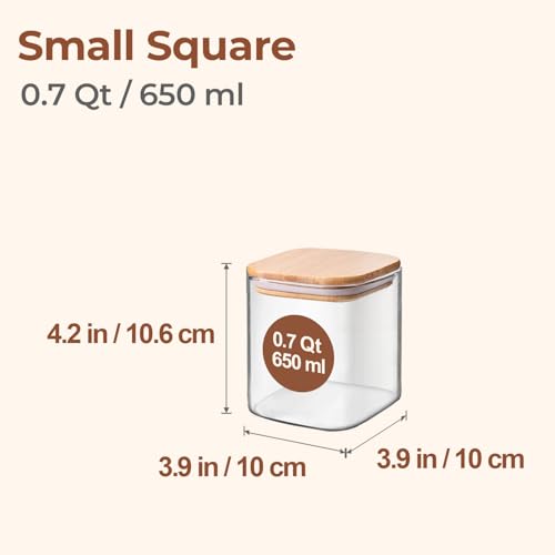 ComSaf 0.7 Qt Glass Food Storage Jars Set of 9, Clear Glass Storage Containers with Lids, Pantry Organization Jar, Spice, Blooming Tea, Oat, Coffee and Sugar Container, Small Canister Set for Kitchen - size: 0.7Qt*9