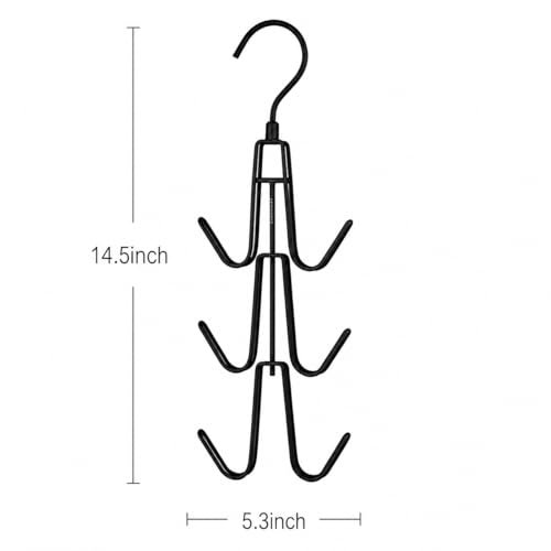ZEDODIER 4 Pack Purse Organizer for Closet, Heavy-Duty Hanging Purse Hanger Closet Holds Up to 24 Purses, Metal Rotating Space Saving Bag Holder Handbag Storage Hook Backpack Rack, Black - color: Black, size: 4 Pack