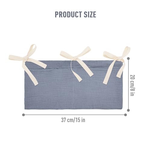 Cinaci 2pcs Cotton Pram Stroller Caddy Baby Crib Hanging Organizers Storage Pockets Nappy Diaper Bags Bedside Pockets for Milk Bottle/Soothing Toys/Wipes (Gray+Purple Set) - color: Gray+Purple Set