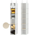 VERONLY Hanging Shoe Shelves - 6 Section,Closet Organizer Set of 2 with Woven Bamboo Shelves,Slim 5.5” Wide Design for Space-Saving Storage,White - style: White 2-Piece Narrow Hanging Set