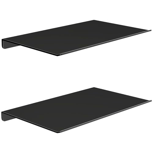 MKO 8" Small Floating Shelves for Wall, Metal Wall Mounted Shelf for Bathroom, Bedroom, Living Room, Kitchen, Little Mini Tiny Display Hanging Shelves for Books/Storage/Room Decor 2 Packs, Black - color: Black, size: 8 IN