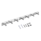 Towel Hook Rack Wall Mounted 17-Inch Coat Hanger with 7 Heavy Duty Hook, Easy to Install Rail for Bedroom, Bathroom, Foyer, Hallway, Garden, Office (304 Stainless Steel Brushed Nickel)