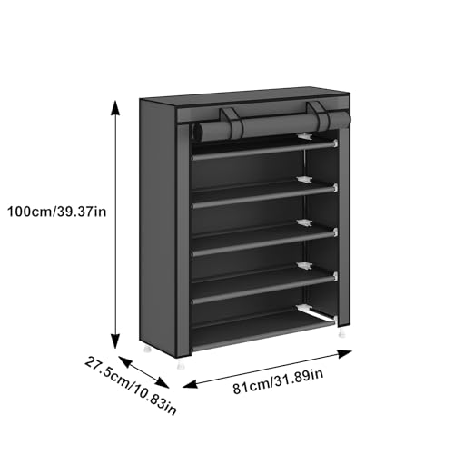 Laiensia 5-Tier Vertical Shoe Rack Organizer, Space Saving Shoe Storage Organizer, Non-Woven Cover Shoe Shelf Holds 20-25 Pairs for Bedroom, Hallway, Closet Entryway, Grey - color: Grey, size: 5-tier