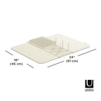 Umbra Udry Dish Rack with Movable Pegs and Microfiber Drying Mat – Space-Saving Design Folds Up for Easy Storage, Basic Rack, Linen - color: Linen, style: Rack with Pegs