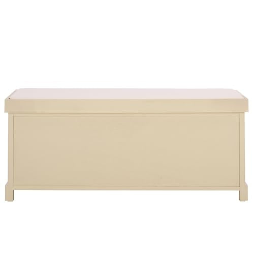 SAFAVIEH Home Collection – Lonan Sand Storage Bench with Seat Cushion, 3 Basket Drawers, Coastal Farmhouse Entryway Design (AMH5733G) - color: Sand