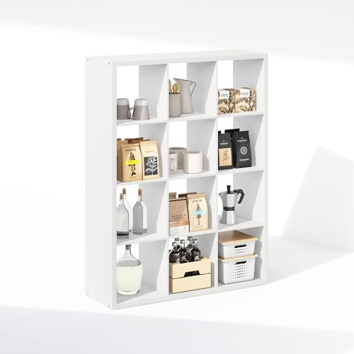 Furinno Cubic Closet Organizers and Storage, 12-Cube Closet Organizer, Open Shelf Closet Storage, Extra Thick Frame for Wardrobe, Bedroom, Living Room, White - color: White, size: 12-Cube