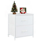 Nightstand, 2 Drawer Dresser Bedside Storage Furniture, Small Dresser with 2 Drawers, End Table with Fabric for Bedroom, Closet, Entryway, College Dorm, White