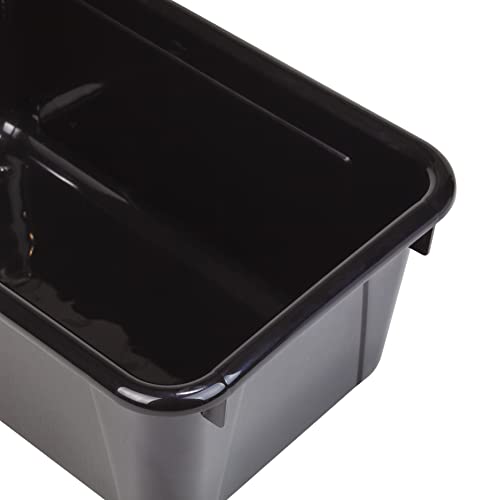 Storex Small Cubby Bins – Plastic Storage Containers for Classroom with Non-Snap Lid, 12.2 x 7.8 x 5.1 inches, Black, 5-Pack (62463U05C) - color: Black, style: Bin with Cover