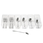 6 Set Clear Plastic Junk Drawer Organizer Vanity Curlery Utensil Makeups Organizer for Kitchen 9''X 3'' - size: 6 Pack 9"x3" Clear Plastic