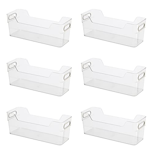 Oggi Cabinet/Drawer High Wall Storage Bin - 14" x 5", Clear/Gray, Ideal for Kitchen Organization, Pantry Storage, Fridge Organizing - Set of 6 - size: 14" x 5" - Tall (set of 6)