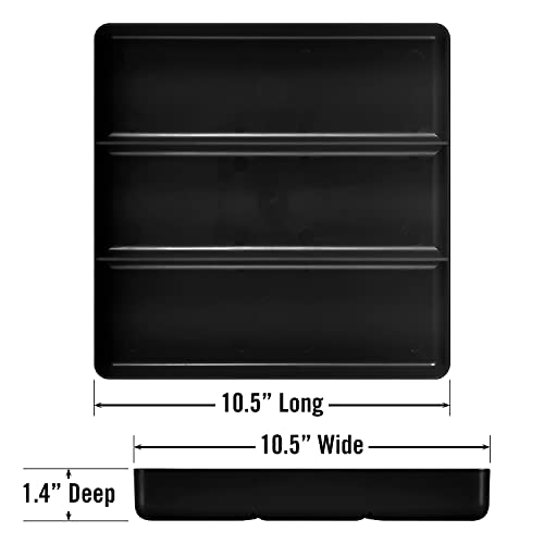 Ernst Manufacturing Stackable Home, Office & Workshop Tray in Black with 3 Compartments - Ideal for Mechanics, Electricians, Plumbers, Crafting, Hobbies - Impact Resistant, Fits in Drawers - color: Black, size: 10.5" x 10.5" x 1.5"