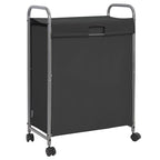 STORAGE MANIAC Rolling Laundry Hamper with Lid, 85 L Laundry Sorter with Wheels, 2 Loads Dirty Clothes Hamper, Laundrys Organizer, Clothes Basket Cart with Wheels for Small Space, Black