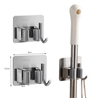 Mop and Broom Holder Wall Mount,Broom Holder Wall Mount,4 Pack Stainless Steel Broom Holders,with Strong Grip, Nail-Free Glue Installation,for Bathroom, Laundry,Office