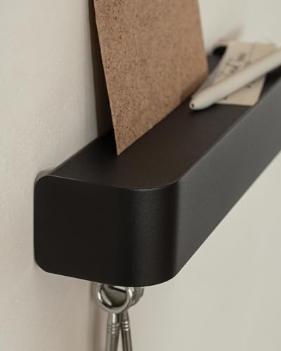 Kazai. Key Holder for Wall 'Tone' | Minimalist Key Hooks Design from Berlin | Modern Key Hanger with Metal Shelf | Key Hook Wall Mounted as Hallway Furniture | Black - color: Black