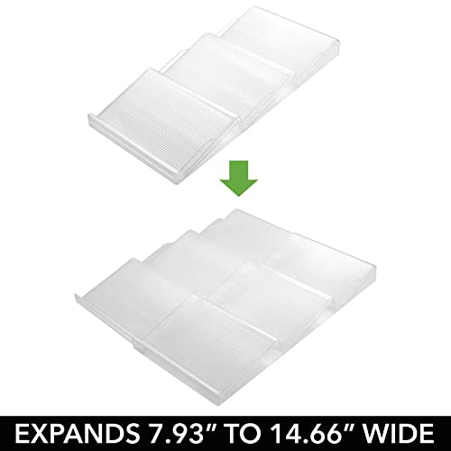 mDesign Expandable Plastic Deluxe Spice Rack, Drawer Organizer for Kitchen Cabinet Drawers, 3 Tier Slanted for Spice Jars, Food Seasoning Bottle Storage, Ligne Collection - Clear - color: Clear