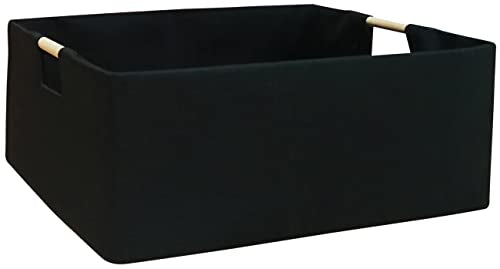 Storage Bin for Shelves Rectangle Closet Baskets Foldable Box with Handles Black Storage Boxes for Home Office Car Dormroom - color: Black