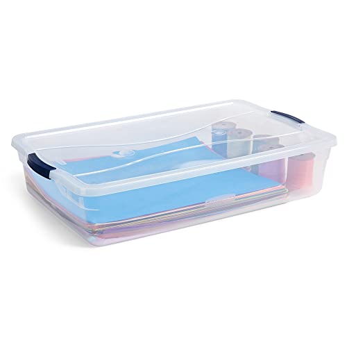 Rubbermaid Cleverstore 42 Quart Stackable Plastic Storage Bin with Lids for Garage, Closet, and Classroom, Clear, 4 Pack - size: 42 Qt - 4 Pack