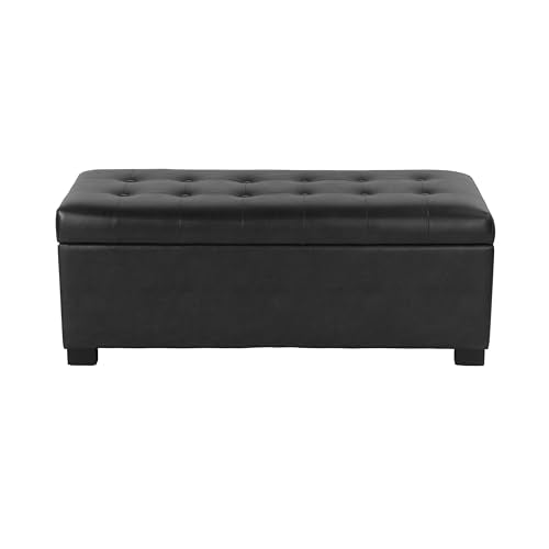 HomePop Large Tufted Storage Bench - Classic Black - color: Classic Black