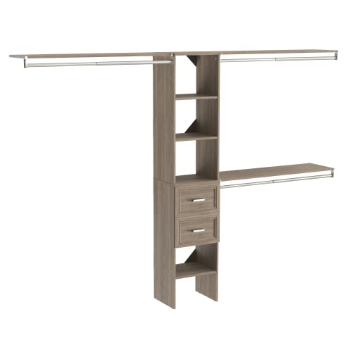 ClosetMaid SuiteSymphony Closet Organizer with Shelves and 2 Drawers, 16-Inch-Natural Gray - color: Natural Gray, style: Closet Organizer w/Shelves, 2-Drawers
