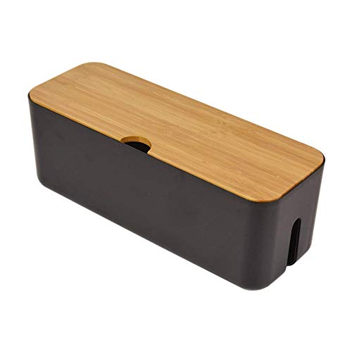 Cable Management Box| Power Stripe Organizer|Cord Organizer Box| Hide and Conceal Power Strips and Electrical Cords from TVs, Computers, and Desks| Keep Pets Safe - color: Black