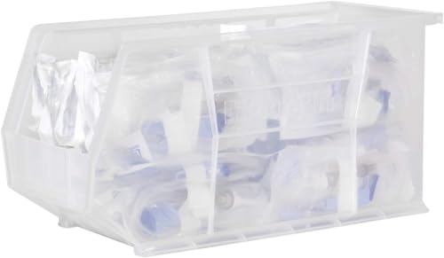 Akro-Mils 30265 AkroBins Plastic Storage Bins, Space-Saving Stackable Bins for Garage, Pantry, Craft Organization, 18-" x 8.25-" x 9-", Clear, 6-Pack - color: Clear