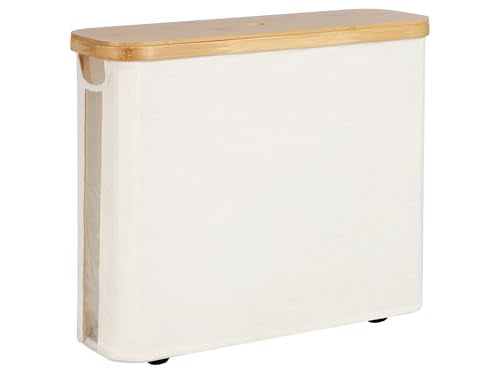 StorageWorks Toilet Paper Storage with Bamboo Lid, Toilet Paper Holder Basket for Up to 9 Mega or 12 Regular Size Rolls, Medium Paper Storage Baskets for Bathroom, Beige, 1 Pack - color: Beige, size: Medium