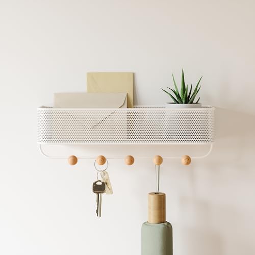 Umbra Estique Entryway Organizer, Great for Storing Keys, Small Accessories, Mail, Wallets and More, Small, White/Natural - size: Small