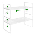 Expandable Kitchen Cabinet Shelf Organizer Rack Heavy Duty Metal Spice Rack Stackable Kitchen Counter Storage Shelf for Cabinet Pantry Bathroom (White- 16.5"-27" L x 8" W x 9.6" H - 2Pack) - color: White- 16.5"-27" L X 8" W X 9.6" H - 2pack