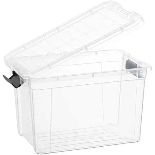 Superio Small Clear Storage Box with Lid, 8.75 Quart Plastic Container Bins for Organizing, Stackable Crates, BPA Free, Non Toxic, Odor Free, Organizers for Home, Office, School, and Dorm - size: 12" x 8.25" x 7.5"