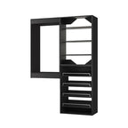 ROOMTEC Modular Closet System, 52" Wall Mounted Closet Organizer with Hanging Rods and Shoe Shelf, Wooden Tower for Walk-In Closets, Wardrobe Storage Kit, Black - size: 52" Wide, style: Model 15