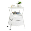 Side Tables for Bedroom Nightstand with 2 Cloth Drawer Bedside Table with Storage End Tables Living Room Sofa Couch - color: White