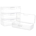 BENECREAT 4 Packs Rectangle Plastic Container Box, 6.4x2.6x1.8inch Clear Storage Organizer with Hinged Lid and Hanging Hole for Small Craft Accessories Office Supplies - size: 6.4x2.6x1.8inch