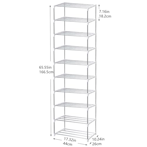 Jucaifu Stackable Small Shoe Rack, Entryway, Hallway and Closet Space Saving Storage and Organization (10-Tier, White) - color: White, size: 10-Tier