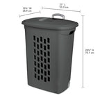 Sterilite 3-Pack Ultra Wheeled Hamper, Plastic Rolling Laundry Basket, Flat Gray - Portable Clothes Carrier with Flip-Top Lid and Retractable Handle for Home, Apartment, and Dorm - color: Flat Gray