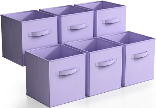 Sorbus Storage Cubes - 11 Inch Foldable Fabric Baskets for Organizing Pantry, Closet, Shelf, Toy Box, Cubby - 6 Collapsible Cloth Cube Storage Bins for Home, Nursery, Playroom, Bedroom (Pastel Purple) - color: Pastel Purple, size: 11 Inch