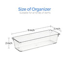 Ravinte 6 Pack Drawer Organizer - 3" X 9" Plastic Storage Bins, Acrylic Organizers with Non-Slip Pads Clear Desk Storage Tray for Makeup, Jewelries, Kitchen Utensils, Bathroom and Office - size: 3" x 9"