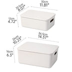 Yishyfier Plastic Storage Baskets With Lid Organizing Container Lidded Knit Storage Organizer Bins for Shelves Drawers Desktop Closet Playroom Classroom Office (4M+2S, Light grey) - size: 4M+2S