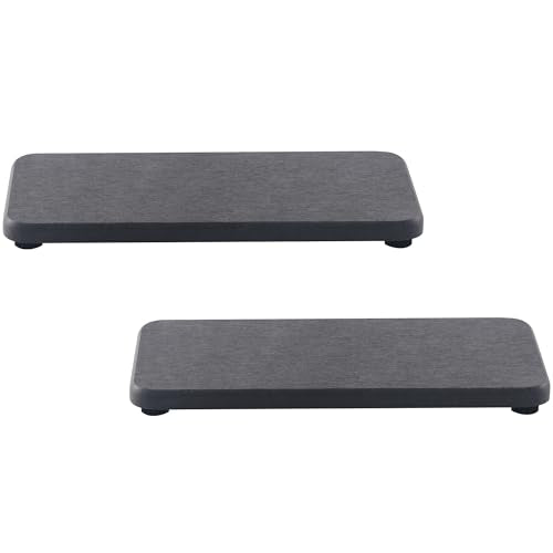NiuYichee 2 Pcs Water Absorbing Stone Trays, Kitchen/Bathroom Sink Soap Dish, Diatomite Tray Used for Hand Soap & Cosmetic Bottles in The Modern Home, 3.5" W x 7.1" L, Dark Gray - color: Dark Gray, size: 7.1" x 3.54"