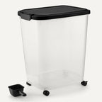 Amazon Basics Pet Food Storage Container with Rolling Wheels, BPA-Free, Detachable Scoop, 50lbs Capacity - size: 50lbs