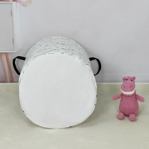 LANGYASHAN Laundry Basket Canvas Fabric Collapsible Organizer Basket for Storage Bin Toy Bins Gift Baskets Bedroom Clothes Children Nursery Hamper (Cat) - color: Round Cat