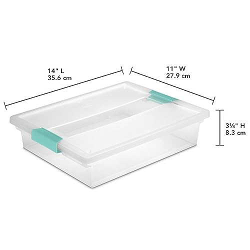 Sterilite Clip Box, Stackable Small Storage Bin with Latching Lid, Plastic Container to Organize Office, Crafts, Clear Base and Lid, Large, 1-Pack - size: Large, style: 1 Pack