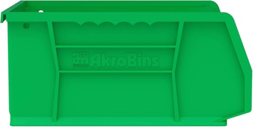 Akro-Mils 30235 AkroBins Plastic Storage Bins, Space-Saving Stackable Bins for Garage, Pantry, Craft Organization, 11" x 11" x 5", Green, 6-Pack - color: Green