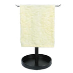 T-Shape Bath Hand Towel Holder Stand, Free Standing Hand Towel Rack with Storage Tray, for Bathroom Kitchen Countertop, Matte Black - color: Black-1p（with Tray）