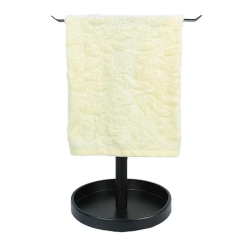 T-Shape Bath Hand Towel Holder Stand, Free Standing Hand Towel Rack with Storage Tray, for Bathroom Kitchen Countertop, Matte Black - color: Black-1p（with Tray）