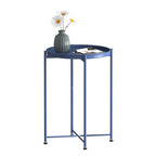Garden 4 you Small Side Table, Blue Mini Round End Table, Tray Table with Metal Frame, Modern Nightstand for Living Room, Bedroom, Patio, Small Space, 1pcs - color: Blue, size: 1 PCS