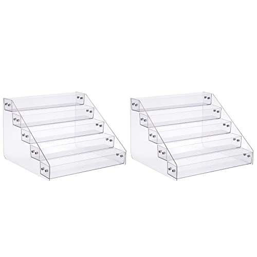 Acrylic Spice Rack, Tiered Spice Rack Shelf Seasoning Organizer for Countertop, Cabinet, Pantry, Kitchen Storage - 5 Tier, 2PCS - color: 2PCS, size: 5Tier