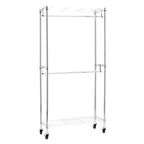 Amazon Basics Adjustable Clothes Rack for Handing, Double Hanging Rod Garment Rolling Closet Clothing Organizer, Chrome, 36'' x 14'' x 72'' - color: Chrome