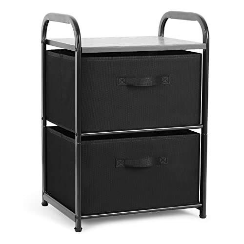 MAX Houser Dresser for Bedroom with 2 Drawers, Wide Chest of Drawers, Fabric Dresser, Storage Organizer Unit with Fabric Bins for Closet, Living Room, Hallway, Nursery,Black - color: Black2